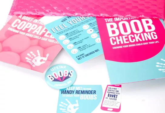 An images of CoppaFeel!'s awareness pack materials | CoppaFeel! | Breast cancer awareness