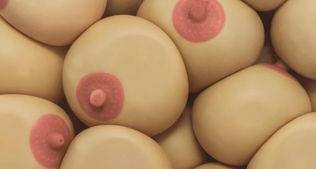 Image of lots of boob-shaped stress balls squished together