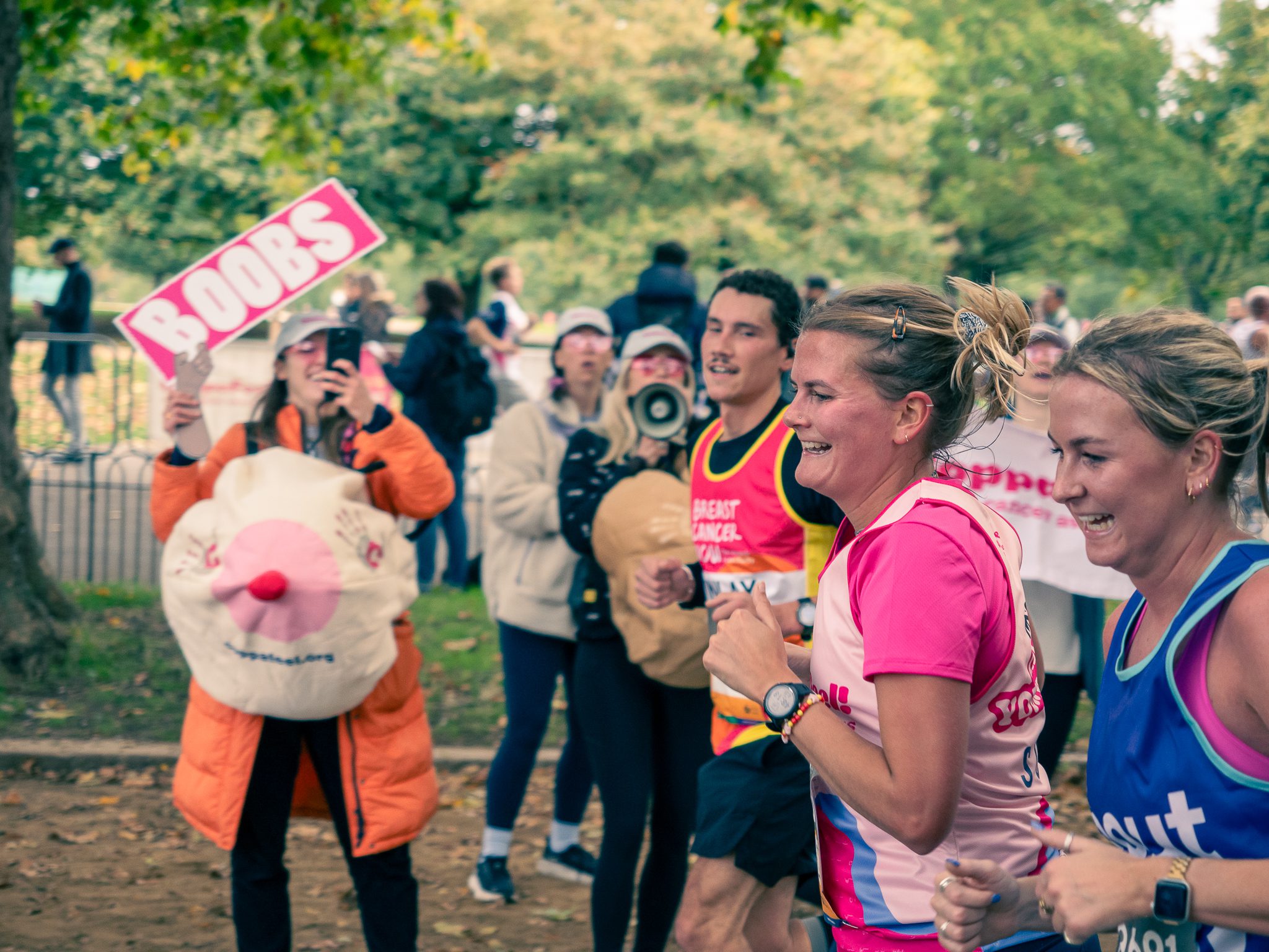 a woman runs